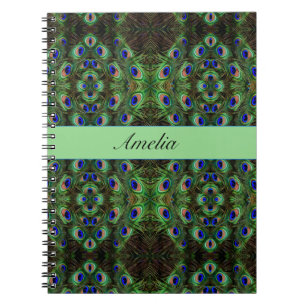 Royal Plumage - Luxe Peacock Feather Pattern  Notebook