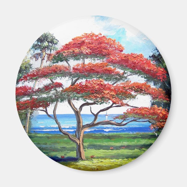Royal Poinciana Tree Art Magnet (Front)