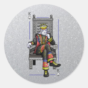 Royal Poker King High Roller Casino Spade Glitter Classic Round Sticker