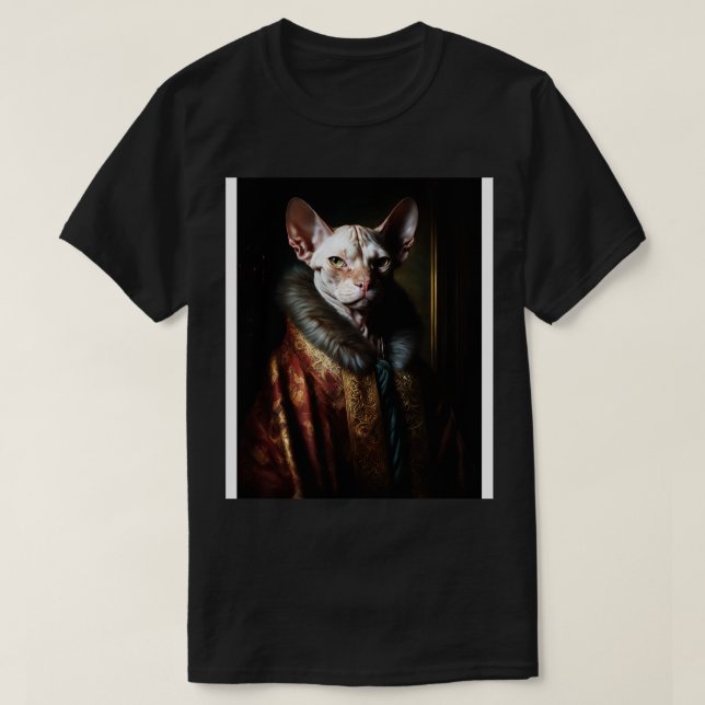 Royal Portrait of a Sphynx Cat T-Shirt (Design Front)
