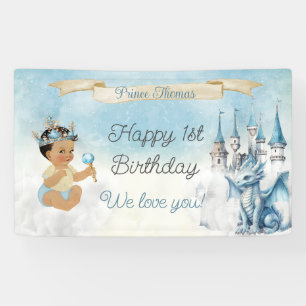 Royal Prince Baby Boy Castle Dragon Blue Gold Banner