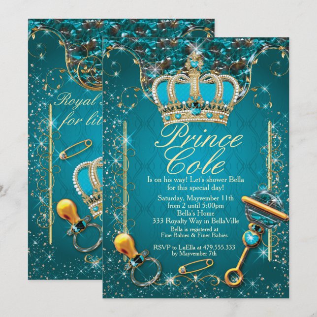 Royal Prince Baby Boy Shower Invitations (Front/Back)