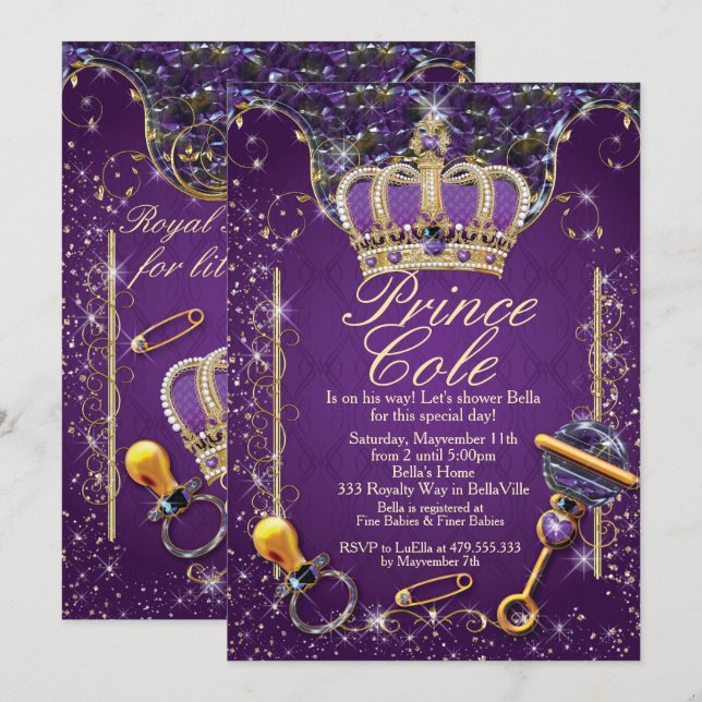 Royal Prince Baby Boy Shower Invitations (Front/Back)