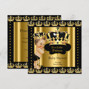 Royal Prince Baby Shower Black Gold Crown Invitation