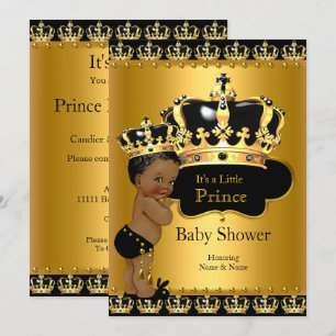 Royal Prince Baby Shower Black Gold Ethnic Invitation