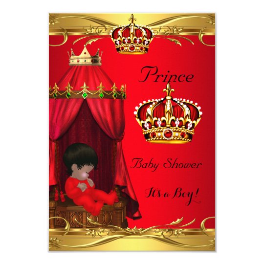 Royal Prince Baby Shower Boy Regal Red Crown Card