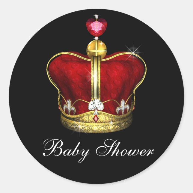 Royal Prince Baby Shower Classic Round Sticker (Front)