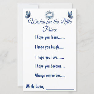 Royal Prince Baby Shower Wishes Card