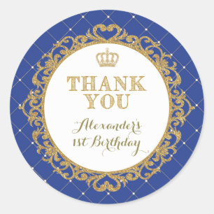 Royal Prince Baby Thank You Sticker Birthday Favou