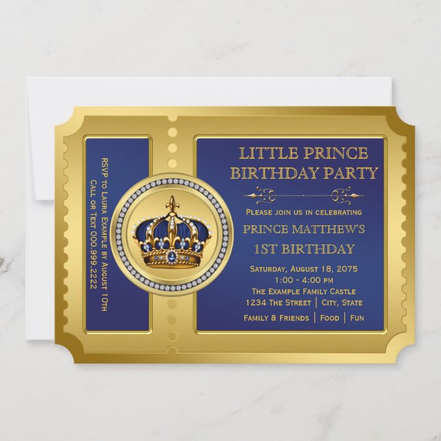 Royal Prince Birthday Party Invitation (Front)