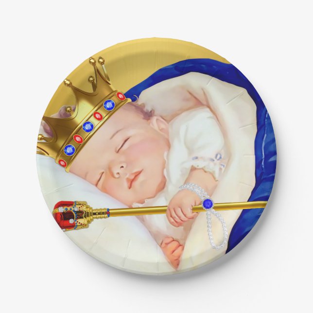 Royal Prince Boy Baby Shower Paper Plate (Front)
