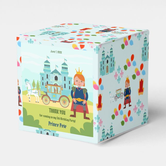 Royal Prince Boy Birthday Party Favour Box (Front Side)