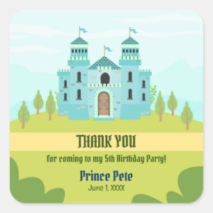 Royal Prince Boy Birthday Party Square Sticker