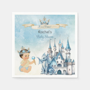 Royal Prince Castle Dragon Crown Blue Gold Boy Napkin