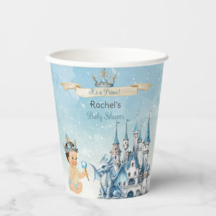 Royal Prince Castle Dragon Crown Blue Gold Boy Paper Cups