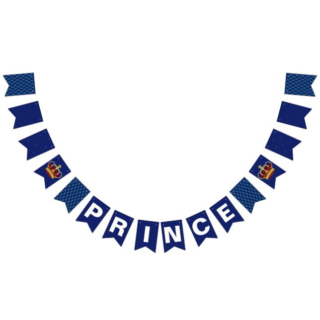 Royal Prince Crown & Royal Blue Baby Shower Bunting (All)