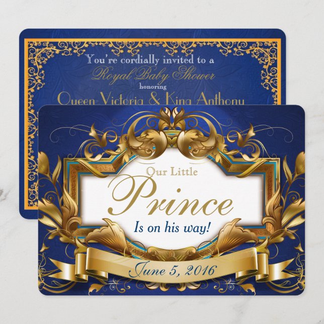 Royal Prince Elegant Baby Shower Invitations (Front/Back)