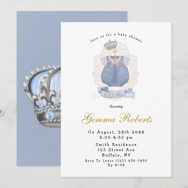 Royal Prince It's a Boy Baby Shower Invitation (Front/Back)