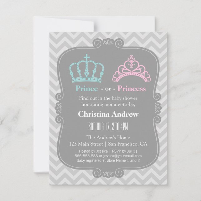 Royal Prince or Princess Gender Reveal Baby Shower Invitation (Front)