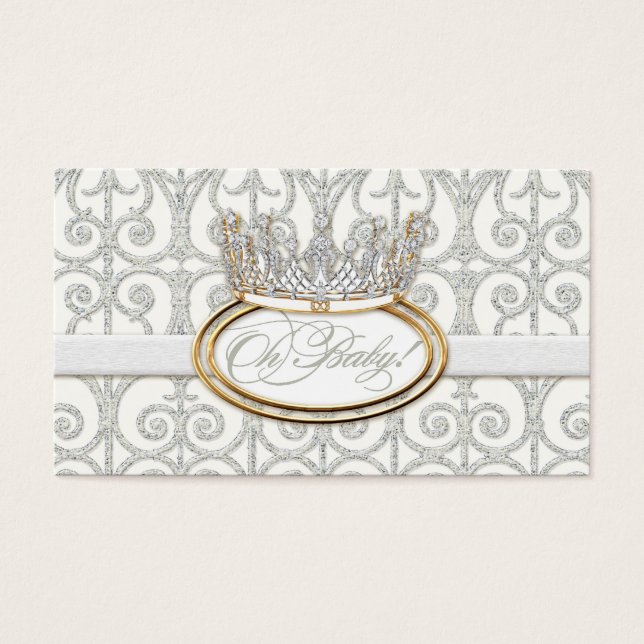 Royal Prince Princess Crown Baby Shower Favour Tag (Front)