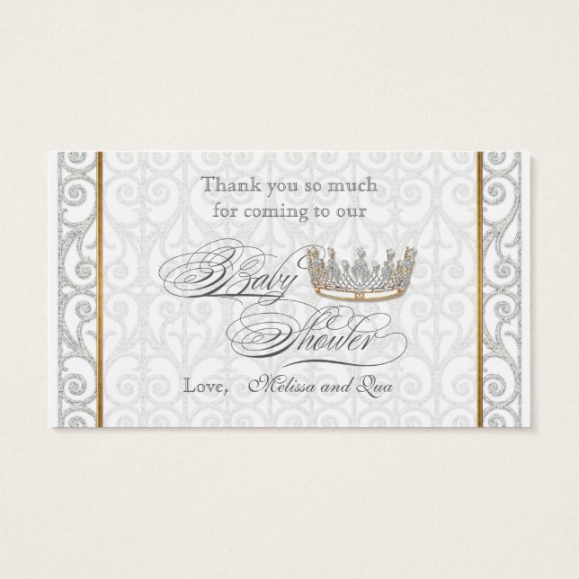 Royal Prince Princess Crown Baby Shower Favour Tag (Back)