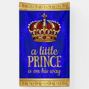 Royal Prince Red Gold Crown Boy Prince Baby Shower Banner