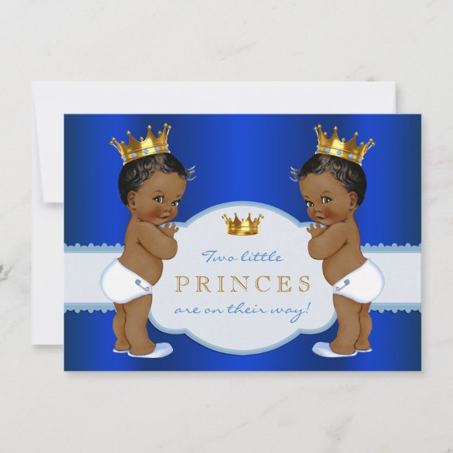 Royal Prince Twin African American Baby Shower Invitation (Front)