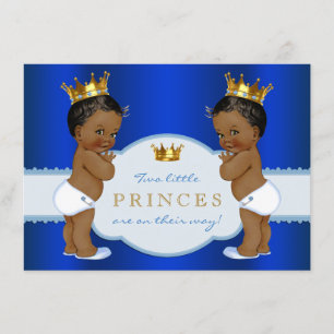 Royal Prince Twin African American Baby Shower Invitation