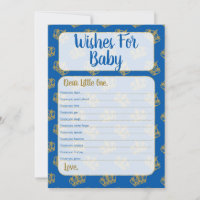 Royal Prince Wishes For Baby Shower Game Blue