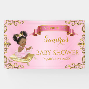 Royal Princess Baby Girl on Pillow Pink Gold Banner