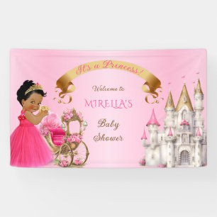Royal Princess Baby Girl on Pillow Pink Gold Banner