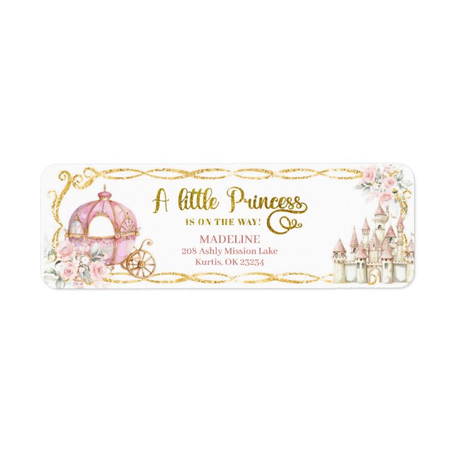 Royal Princess Baby Shower Address Label (Front)