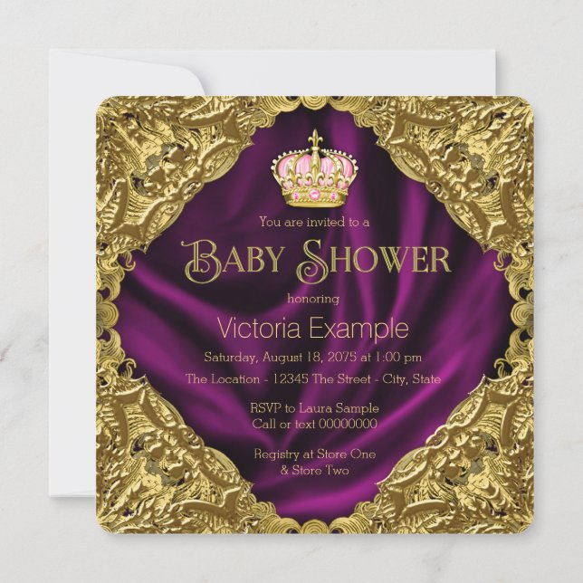 Royal Princess Baby Shower Invitation (Back)