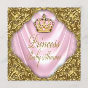 Royal Princess Baby Shower Pink and Gold Satin Invitation
