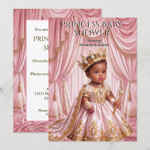 Royal Princess Baby Shower Pink Gold Tiara Ethnic Invitation