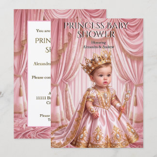 Royal Princess Baby Shower Pink Gold Tiara Invitation