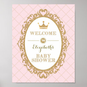 Royal Princess Baby Shower Welcome Sign Pink Gold