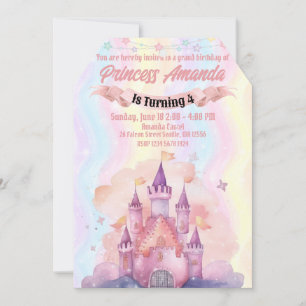Royal Princess Birthday Invitation Girl Pink