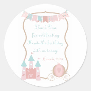 Royal Princess Birthday Party Favour Thank You Classic Round Sticker