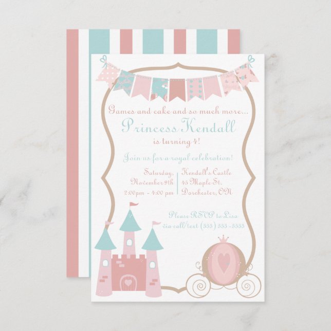Royal Princess Birthday Party Invitation (Front/Back)