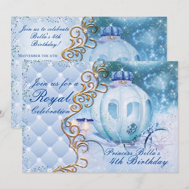 Royal Princess Birthday Party Invitations (Front/Back)