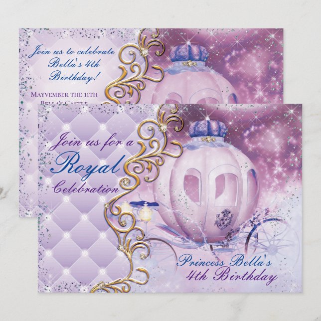 Royal Princess Birthday Party Invitations (Front/Back)
