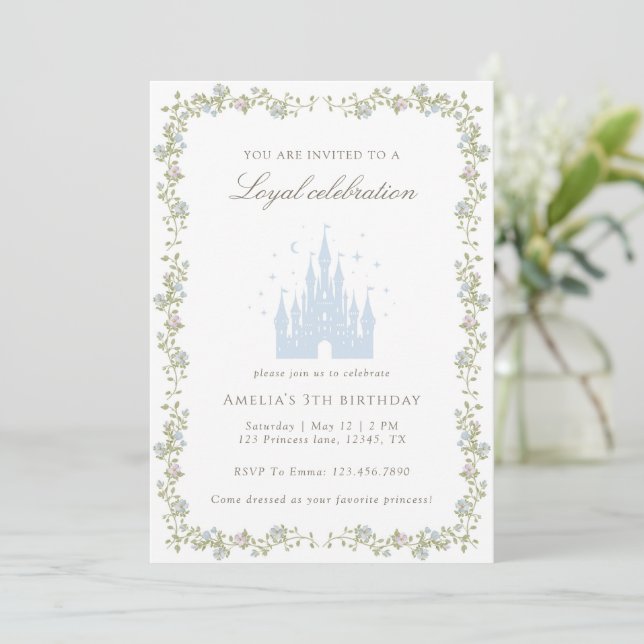 Royal Princess Castle Birthday Party Fairytale  Invitation (Standing Front)
