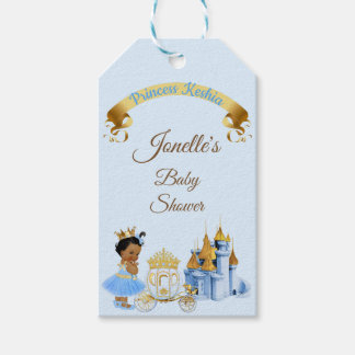 Royal Princess Castle Carriage Blue Gold Girl Gift Tags