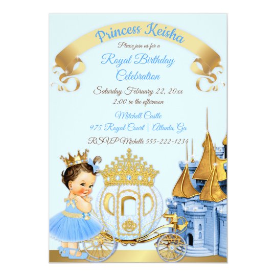 Download Royal Princess Castle Carriage Blue Gold Girl Invitation ...