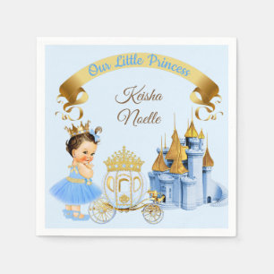 Royal Princess Castle Carriage Blue Gold Girl Napkin