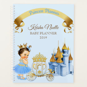Royal Princess Castle Carriage Girl Blue Gold Planner