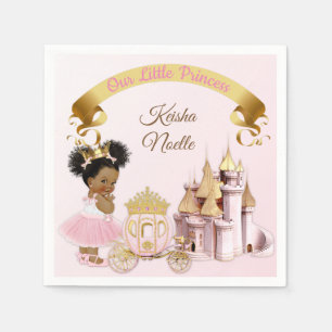 Royal Princess Castle Carriage Pink Gold Girl Napkin