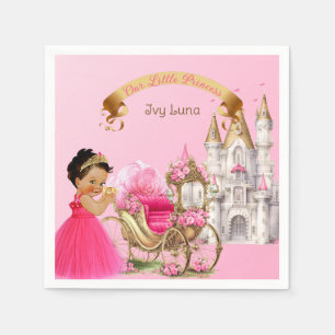 Royal Princess Castle Carriage Pink Gold Girl Napkin