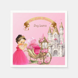 Royal Princess Castle Carriage Pink Gold Girl Napkin